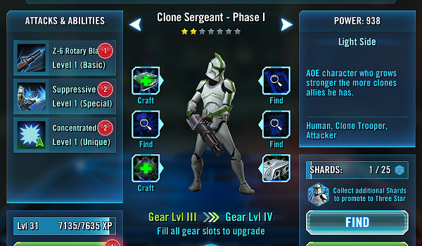 SWGOH Clone Sergeant Phase I Review