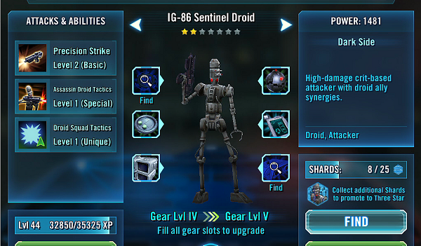SWGOH IG 86 Sentinel Droid Review