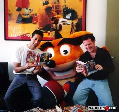 The studio founders chilling with Crash.