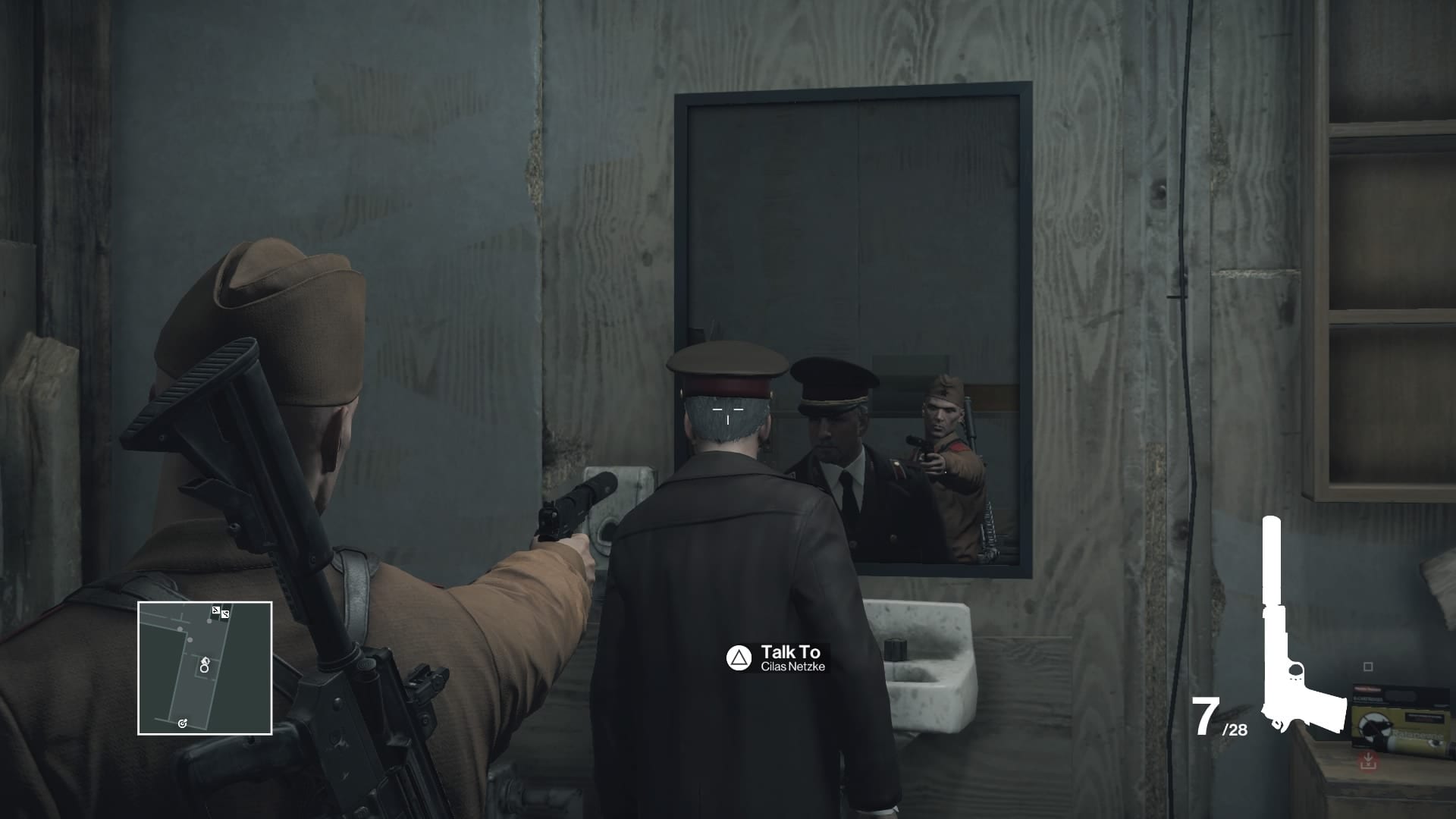 Say the Hail Mary seven times backwards and Agent 47 will appear in the mirror!