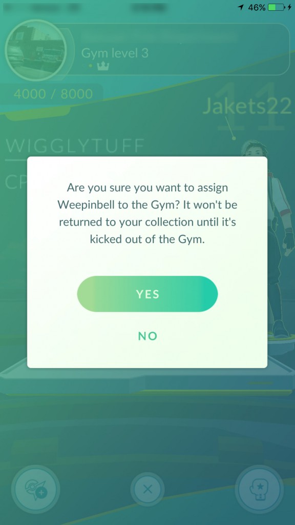 Add this Pokemon to gym