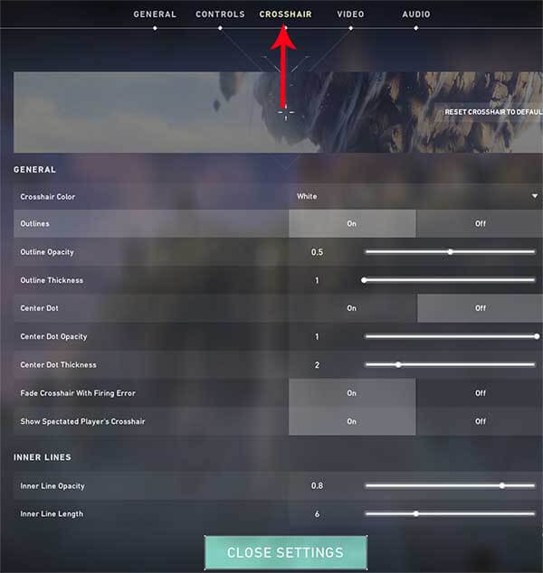 valorant change crosshair 2