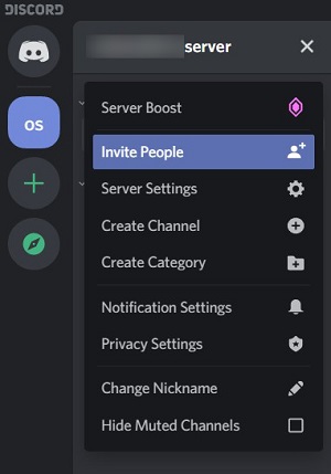 invite serv menu