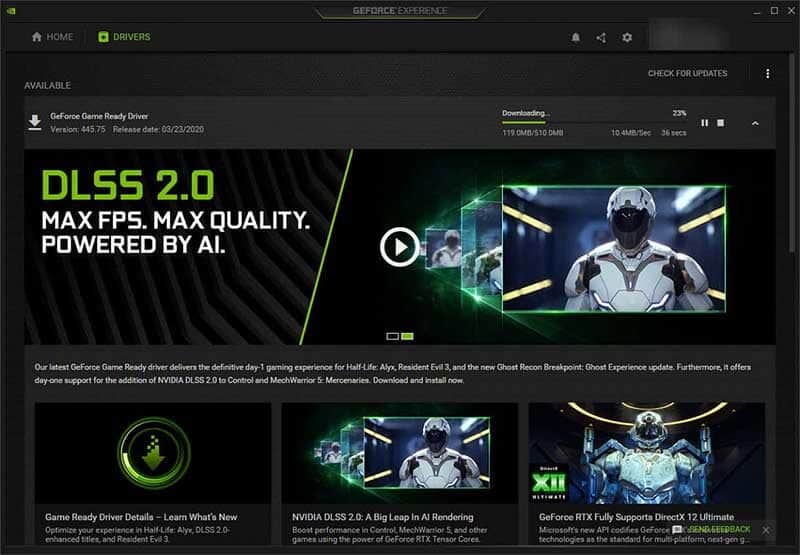 nvidia update drivers