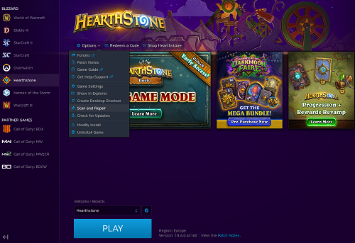 Force Download and Update Hearthstone