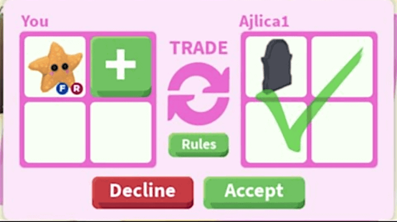 Starfish, Trade Roblox Adopt Me Items