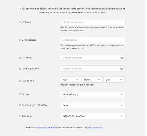 Create Japanese Nintendo Switch Account