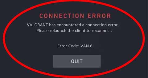 connection error van 6 in valorant how to