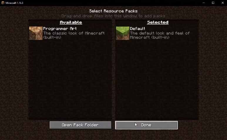 disable pack minecraft