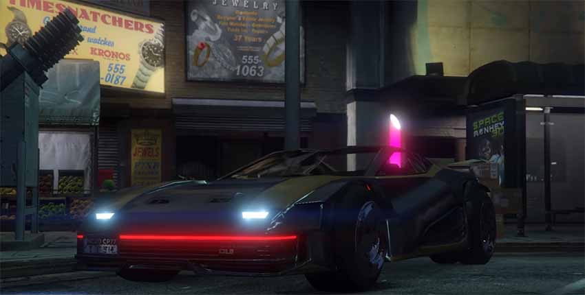 A screenshot showing Cyberpunk 2077 cars in GTA V