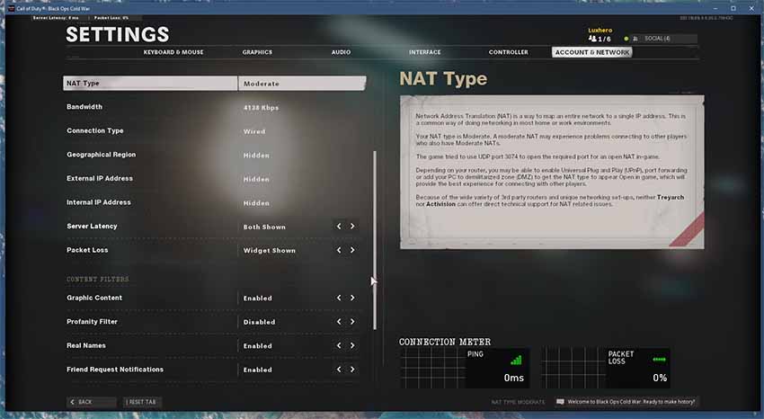 settings nat type call of duty cold war
