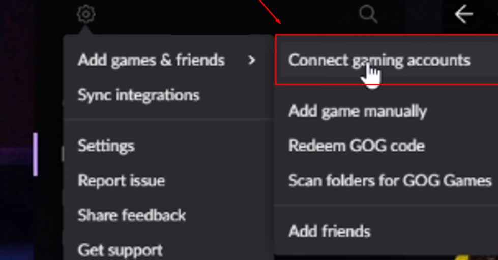 A screenshot showing how to connect your gaming accounts in Cyberpunk 2077
