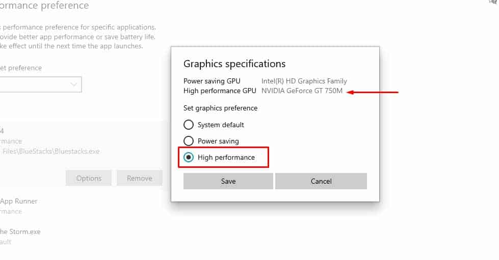 A screenshot showing how to make sure that your computer utilizes the right graphics card in Cyberpunk 2077