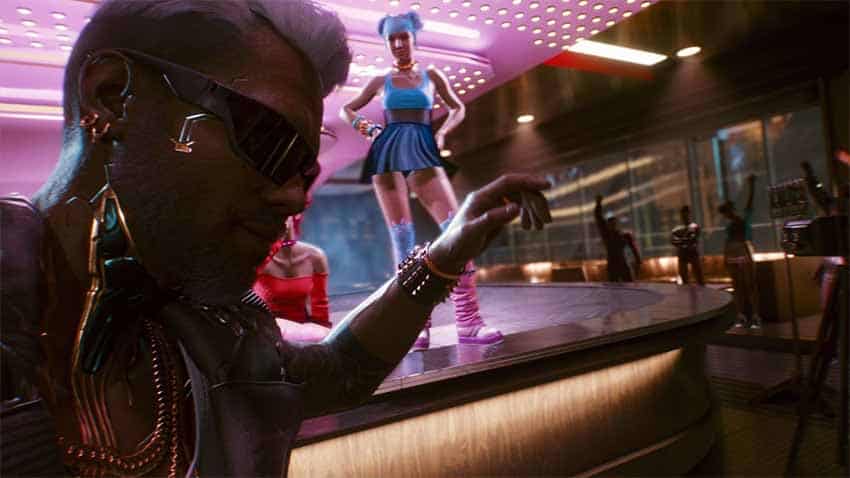 A screenshot showing some dancers at a club in Cyberpunk 2077