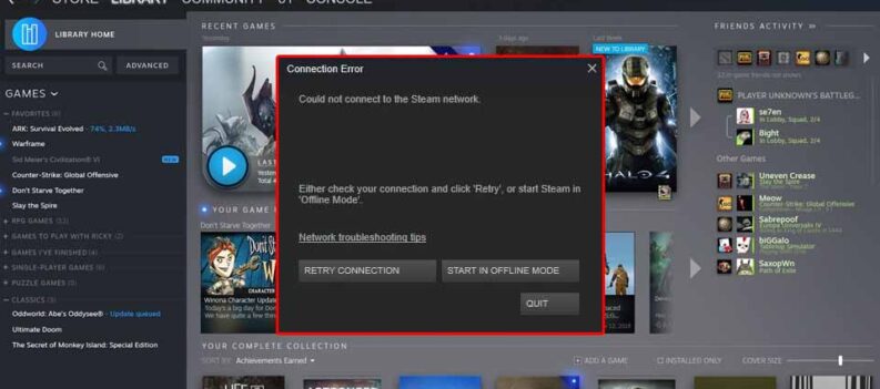 steam not connected fix cover
