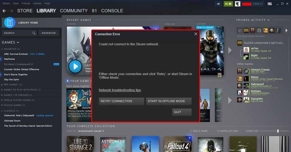 steam not connected fix cover