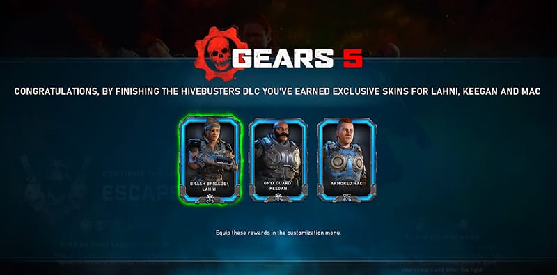 Gears 5 hivebusters How to Unlock Onyx Guard Keegan Armored Mac Brash Brigade Lahni