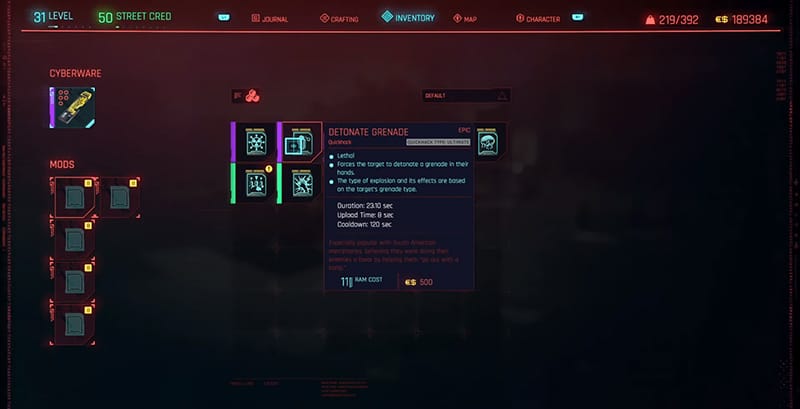 cyberpunk 2077 how to get detonate grenade quickhack