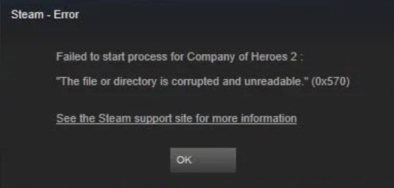 steam how to fix corrupted and unreadable file directory 0x570 1