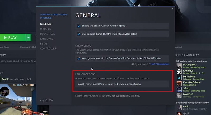 steam new update how to set game launch options
