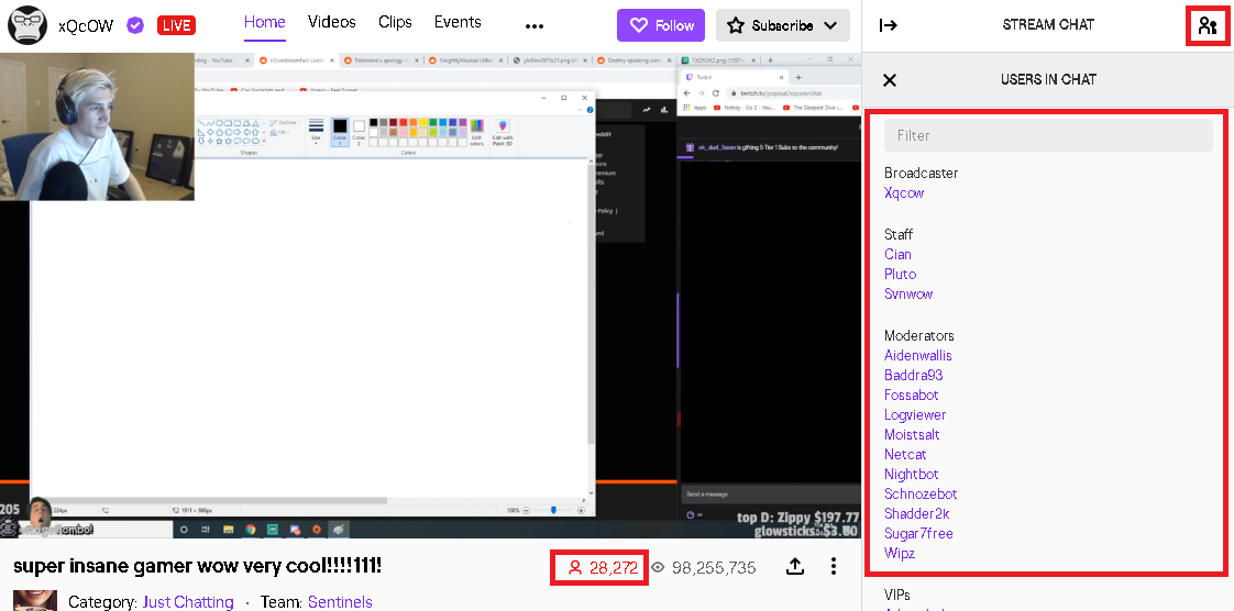 Chat users list twitch