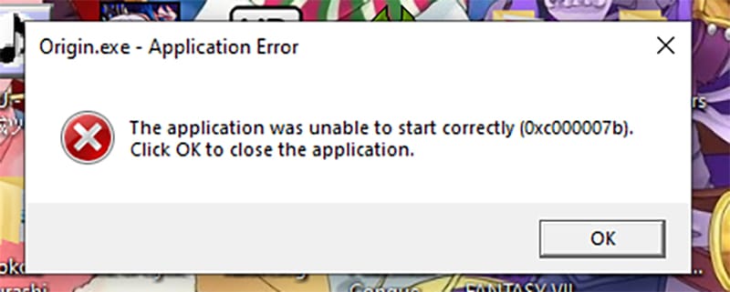 fix origin error 0xc00007b unable to start correctly