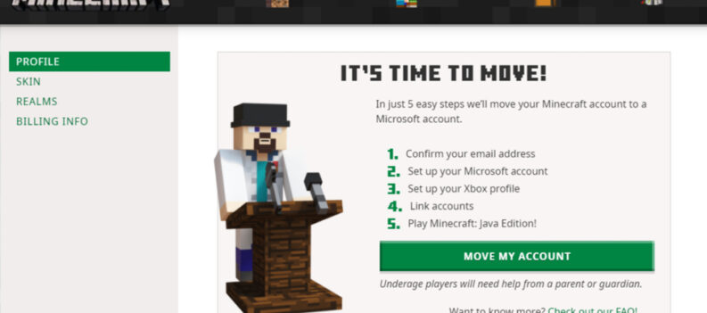 how to migrate minecraft account to microsoft