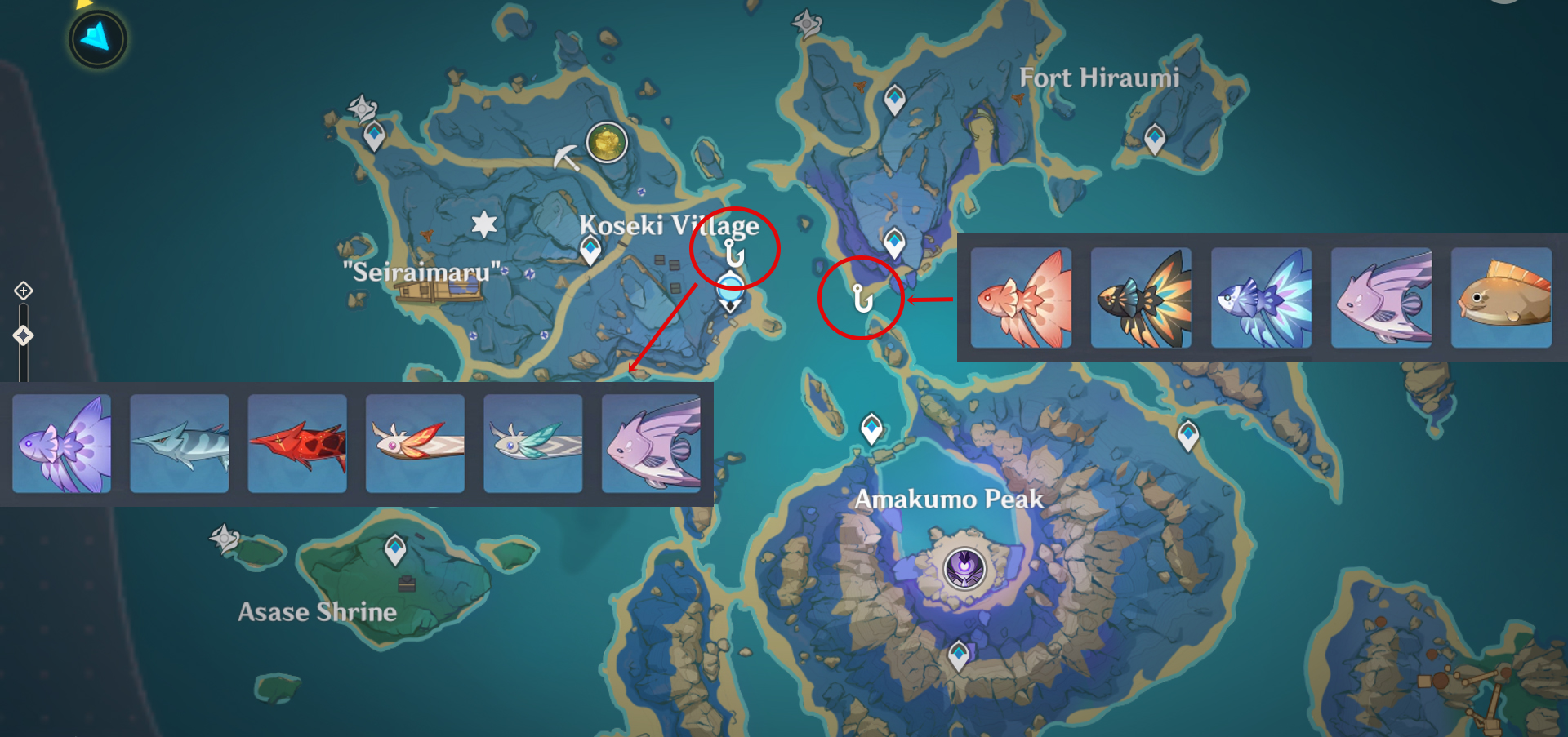 Genshin Impact Fish Map