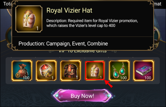 v10 royal vizier hat