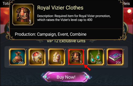 v12 royal vizier clothes