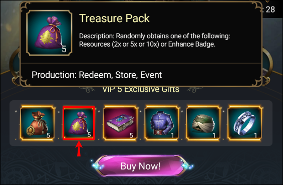 v5 treasure pack