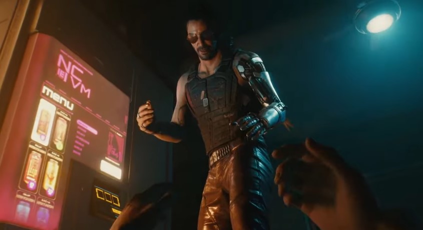 Still of Johnny Silverhand (Keanu Reeves) in Cyberpunk 2077 by CDPR
