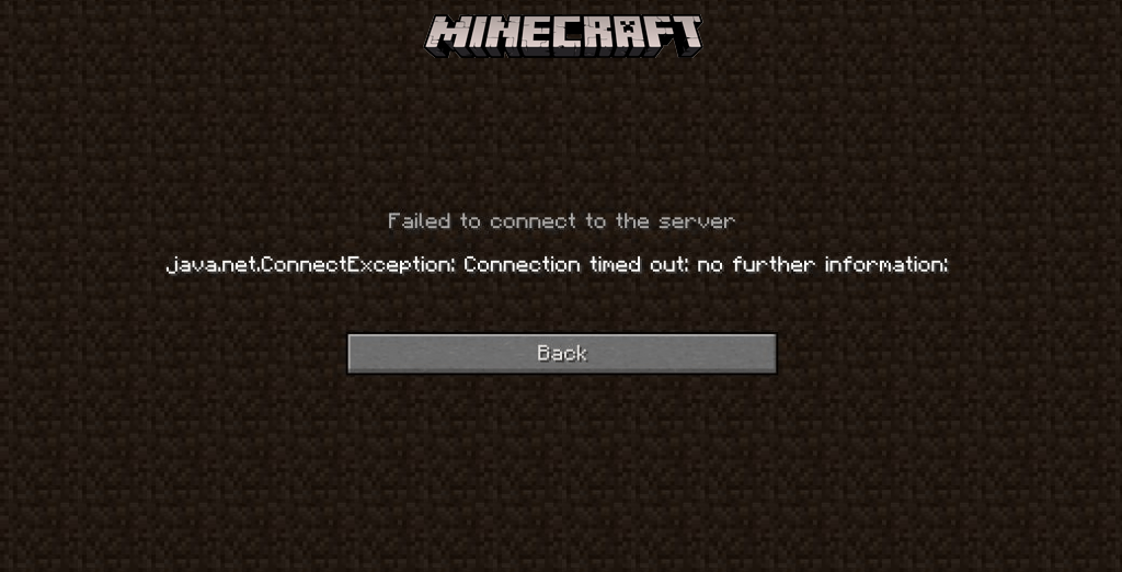 Connection timed out no further information minecraft