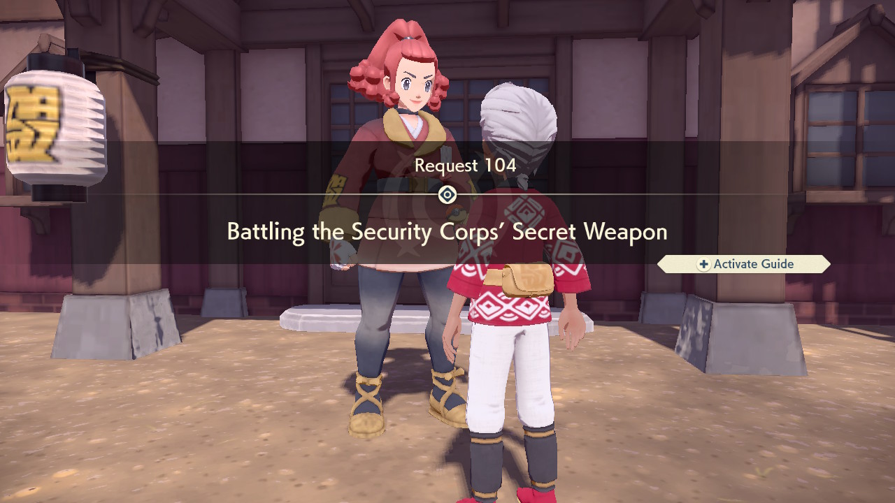 How to Complete the 'Battling the Security Corps’ Secret Weapon' Request (Request 104) in Pokemon Legends: Arceus