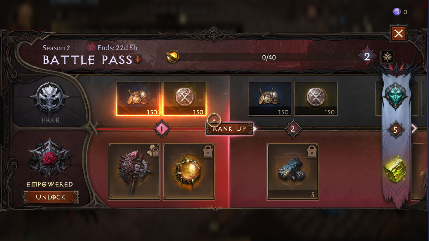 Diablo Immortal: Season 2 Battle Pass Rewards