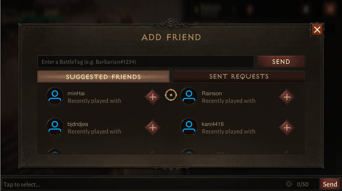 How to Add Players to your Friends List in Diablo Immortal Player