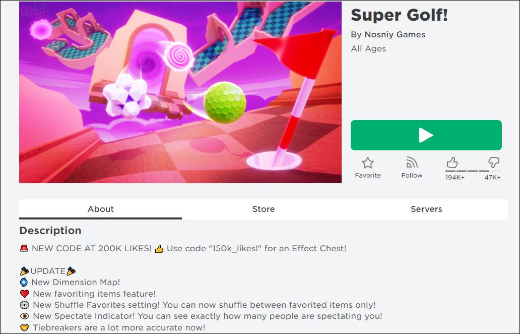 Super Golf Codes on