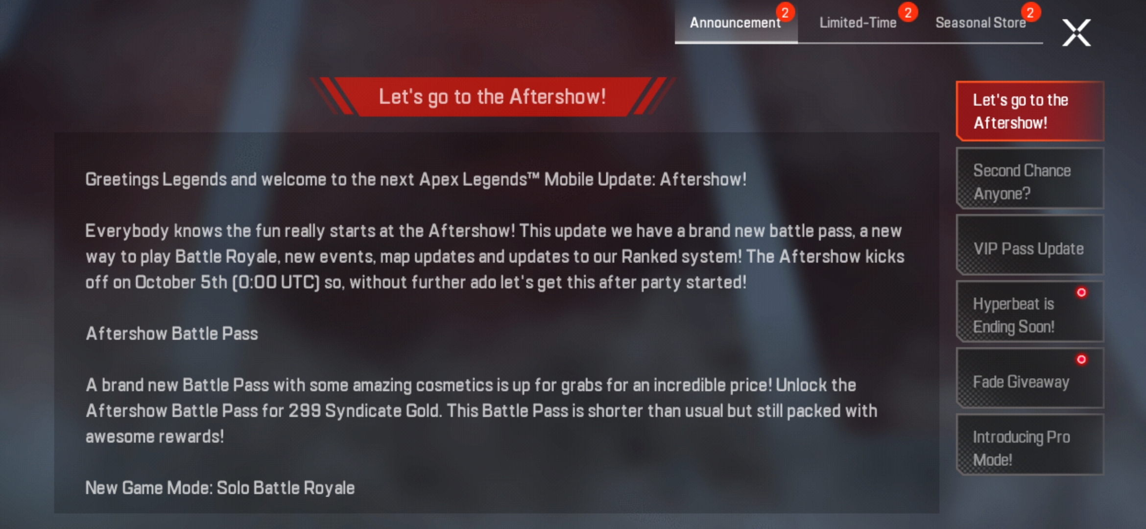 Apex Legends Mobile: Aftershow Patch Notes