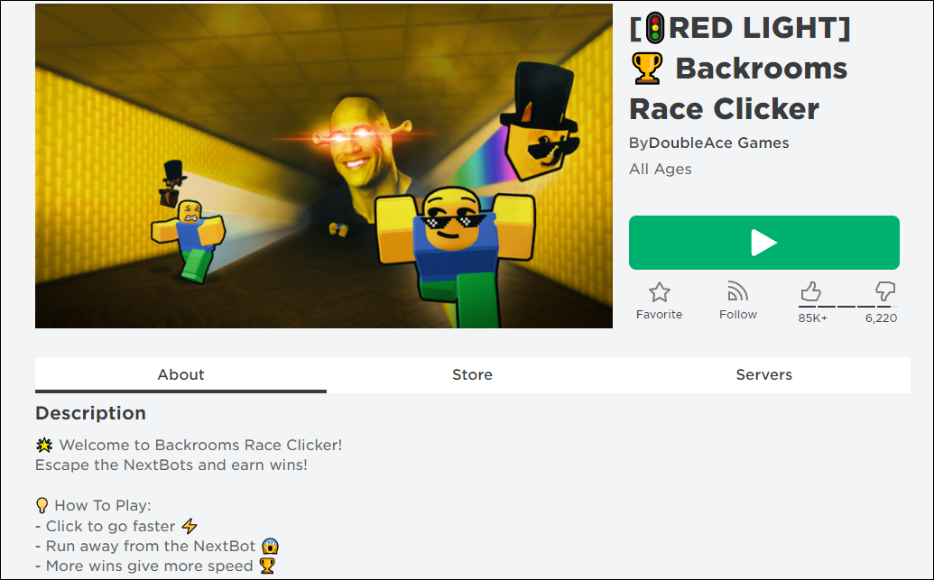 Backrooms Race Clicker codes