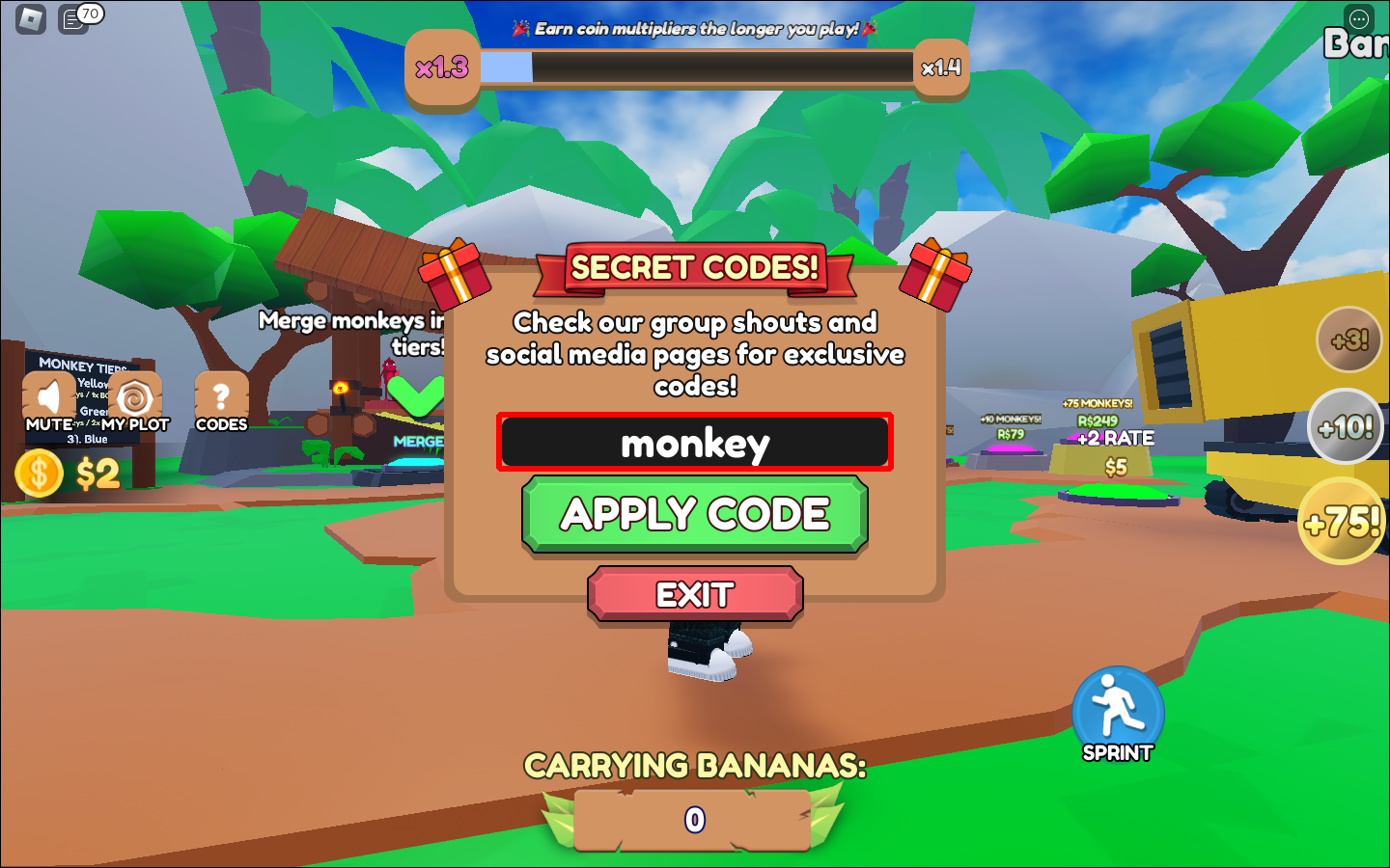 Monkey Tycoon codes