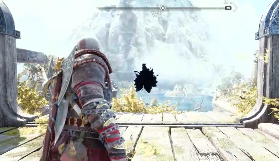 Kratos approaching a Svartalfheim Rift in God of War: Ragnarok