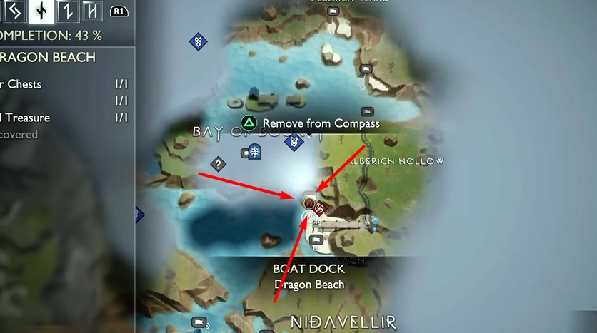 A Svartalfheim Rift on the map in God of War: Ragnarok