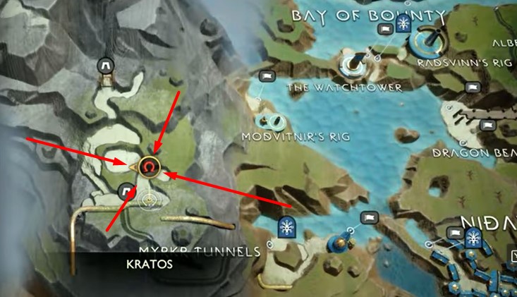 A Svartalfheim Rift on the map in God of War: Ragnarok