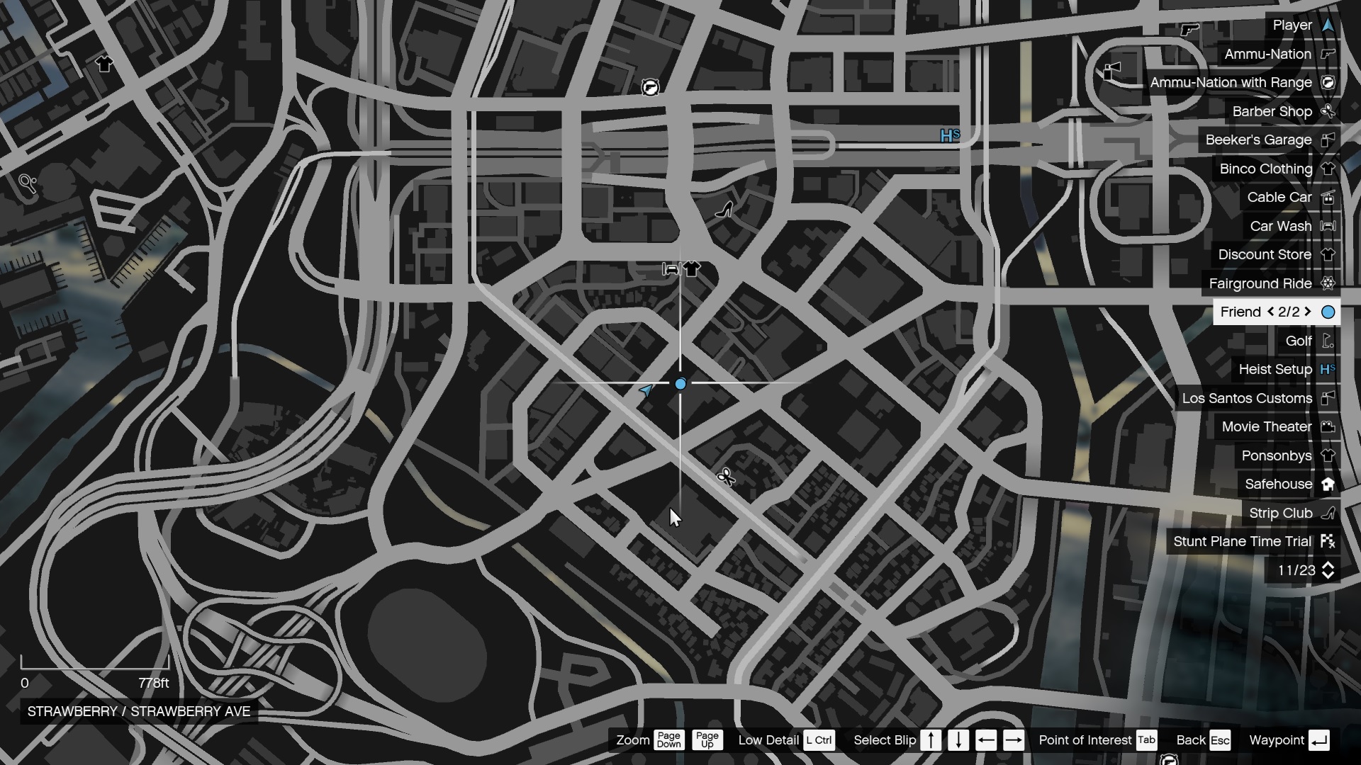 A screenshot of the map in GTA 5