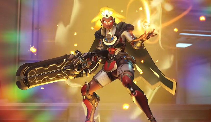 A screenshot of Illari with her weapon from Overwatch 2