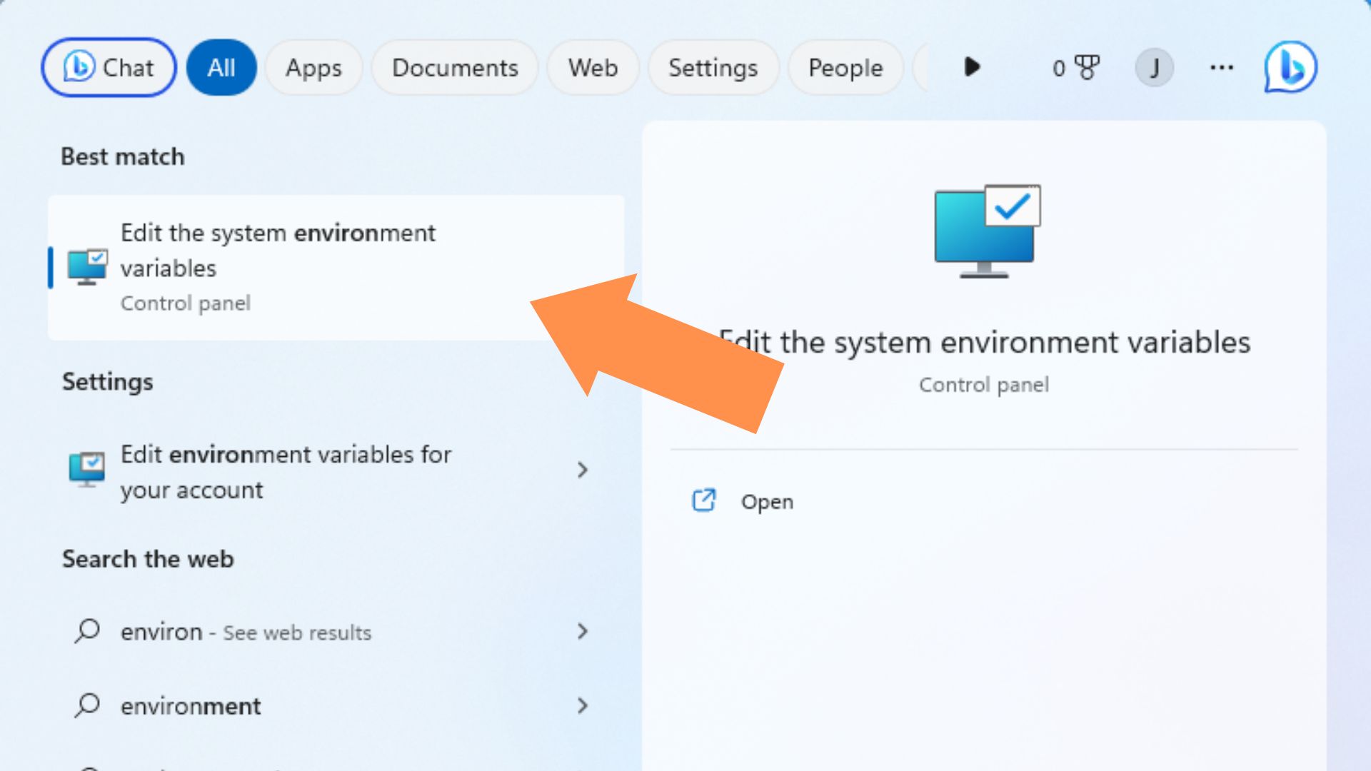 A screenshot of "Edit the System Environment Variables" setting in the Control Panel