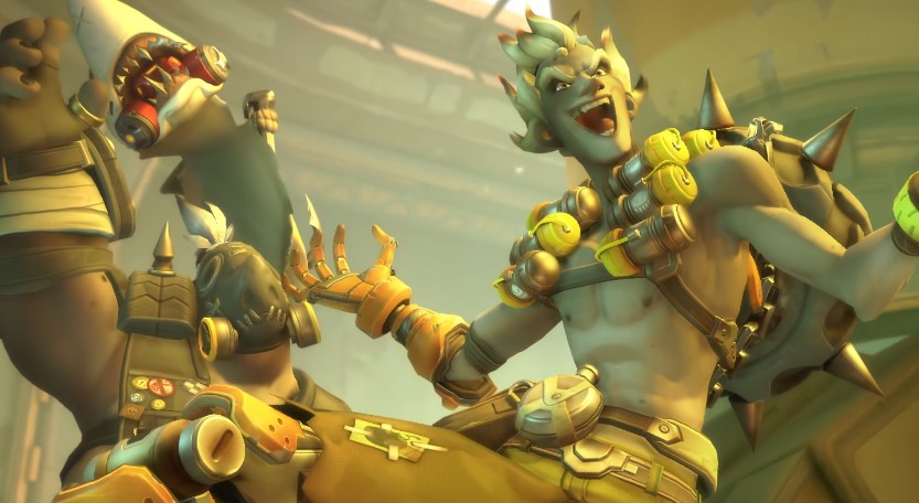 A screenshot showing Junkrat laughing in Overwatch 2