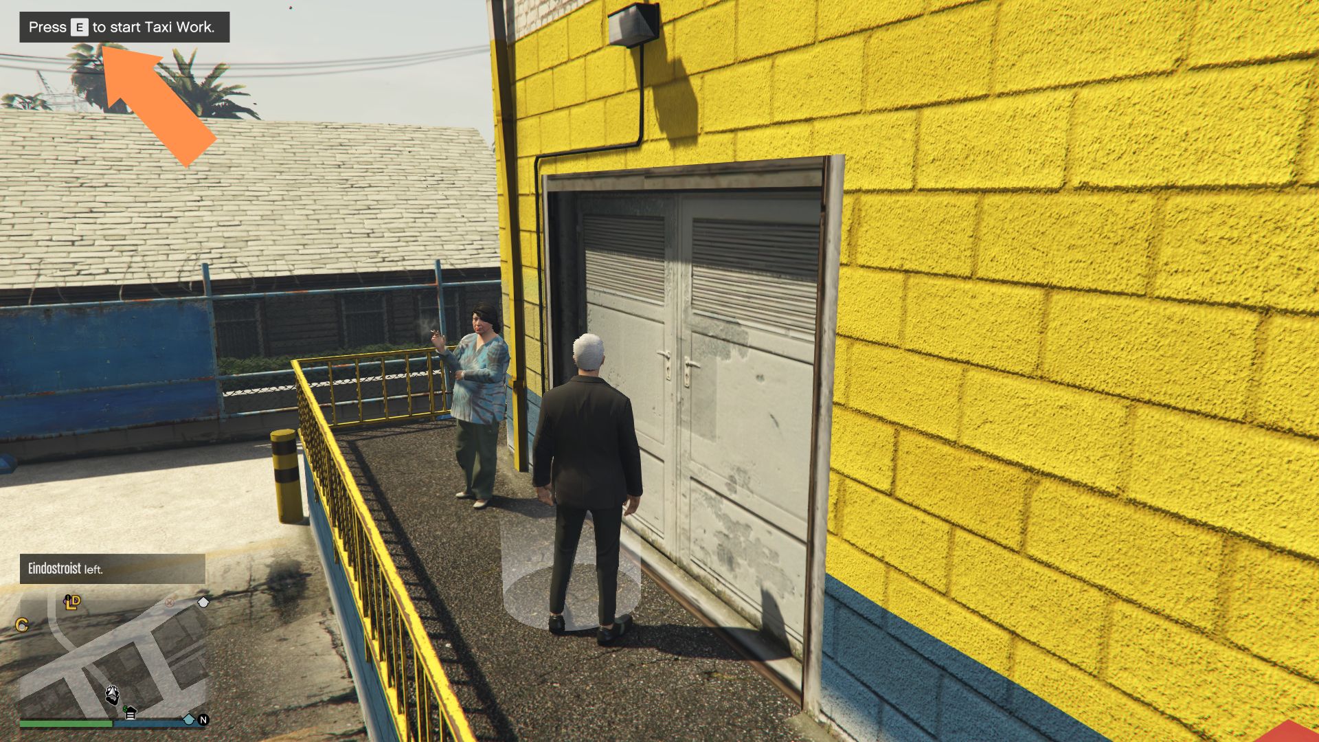 Walk into the while circle to start your taxi business in GTA 5