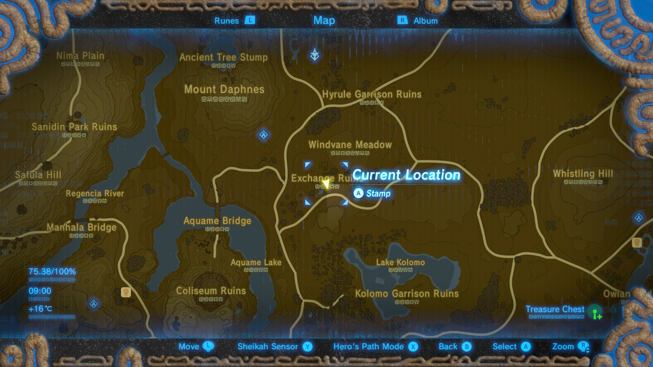 A screenshot of the map in Genshin Impact