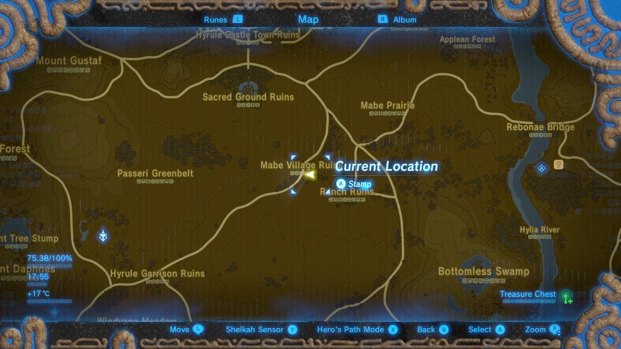 A screenshot of the map in Genshin Impact